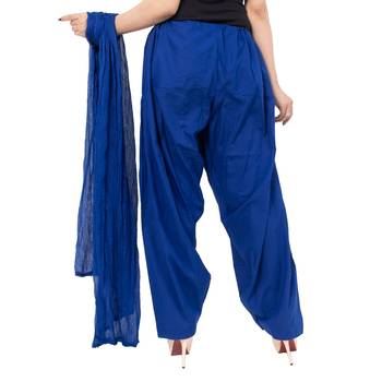 Women Blue Soild Patiala with Dupatta  Cotton (Free Size) 2