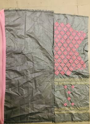 Baby Pink Georgette Saree With Embroidery Lace And Embroidery Unstitched Blows 4