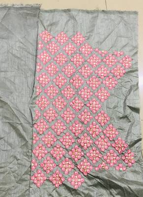 Baby Pink Georgette Saree With Embroidery Lace And Embroidery Unstitched Blows 5