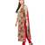 Women's  Beige & Red Synthetic Printed Unstitch Dress Material with Dupatta