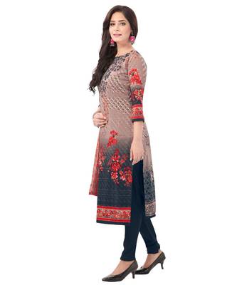Women's  Grey & Red Synthetic Printed Unstitch Dress Material with Dupatta 3