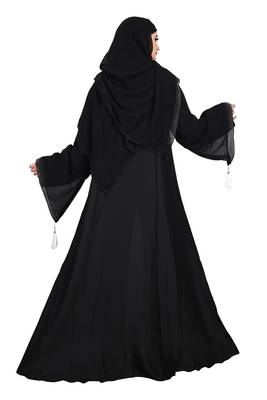 Khadija fashion, for women Simple & sober flowers design burqa, lite weight premium quality nida fabric with dupatta. 2