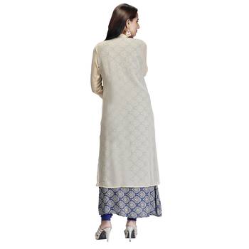Cream embroidered georgette kurtis 2