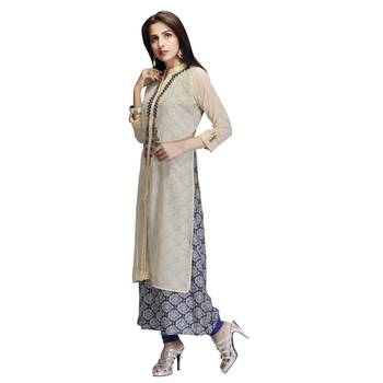 Cream embroidered georgette kurtis 3