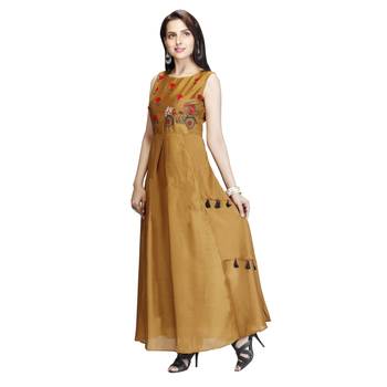 Mustard embroidered cotton Kurtis 3