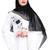 Khadija fashion,Women's white nida fabric very beautiful multi color's flowers worked burqa with scarf.