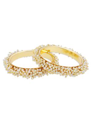 Gold pearl bangles and bracelets 2