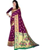 purple woven silk blend  saree with blouse