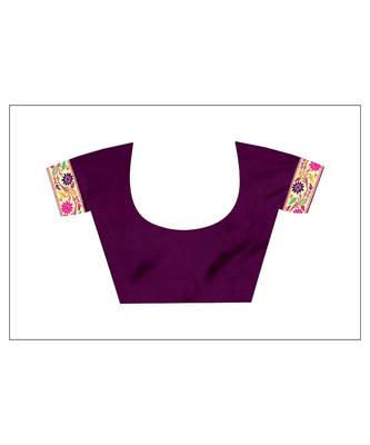 purple woven silk blend  saree with blouse 6