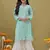 Hand Embroidered Green Georgette Lucknow Chikankari Women Kurta With Slip