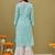 Hand Embroidered Green Georgette Lucknow Chikankari Women Kurta With Slip