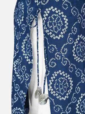 Women's Bandhani Printed & Gota Patti Work Straight Cotton Blue Kurta 6