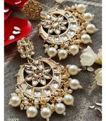 Flower Pattern Kundan Stone Embellished Earrings