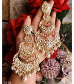 Three Layer Kundan Stone Embellished  Pearls Earrings