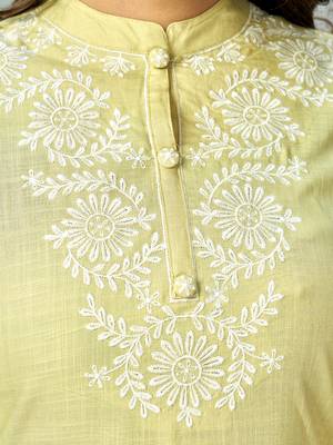 Women's Embroidered & Solid Straight Rayon Lime Kurta,Pant & Dupatta 6