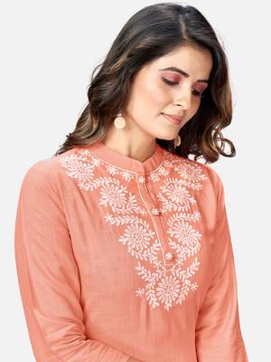 Women's Embroidered & Solid Straight Rayon Pink Kurta,Pant & Dupatta 5