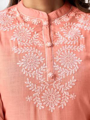 Women's Embroidered & Solid Straight Rayon Pink Kurta,Pant & Dupatta 6