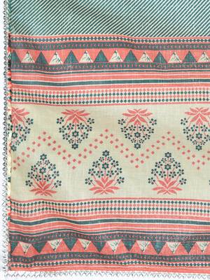Women's Printed & Handwork Straight Cotton Orange Kurta With Pant & Dupatta 7
