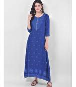 Indigo Embroidered A-line Kurta