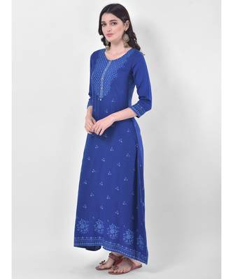 Indigo Embroidered A-line Kurta 2
