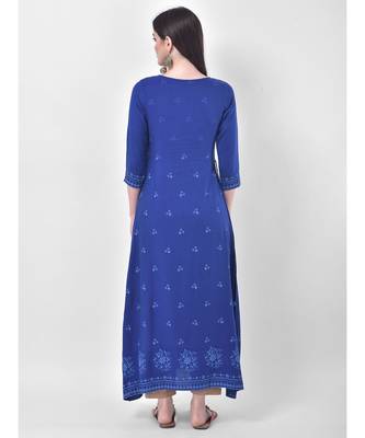 Indigo Embroidered A-line Kurta 5