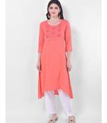 Coral Embroidered A-line Kurta