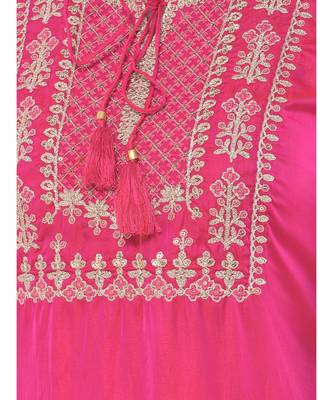 Deep Pink Embroidered A-line Kurta 6