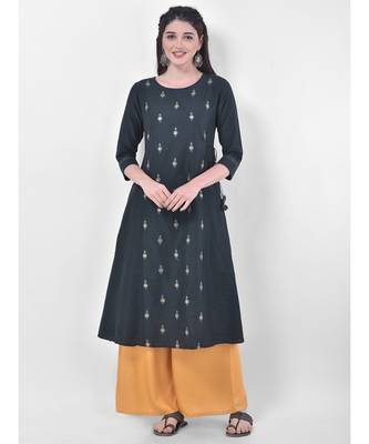 Oxford Green Embroidered A-line Kurta 1