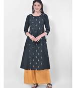 Oxford Green Embroidered A-line Kurta
