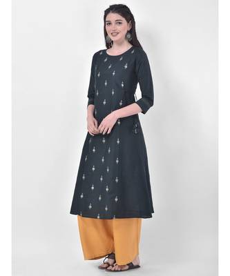 Oxford Green Embroidered A-line Kurta 2