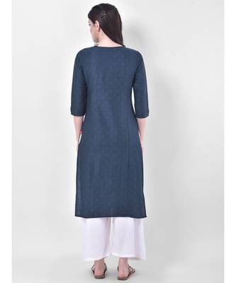 Oxford Blue Embroidered Straight Kurta 5