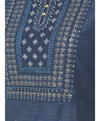 Oxford Blue Embroidered Straight Kurta 6