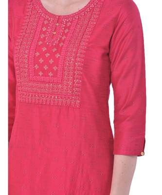 Deep Pink Embroidered Straight Kurta 6