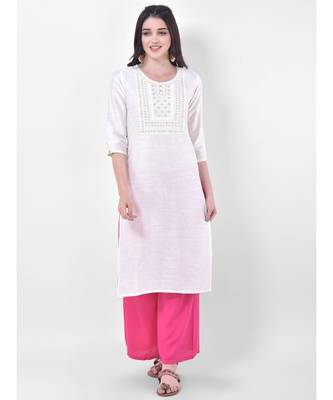White Embroidered Straight Kurta 1