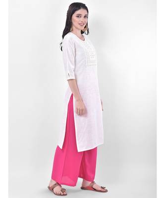 White Embroidered Straight Kurta 3