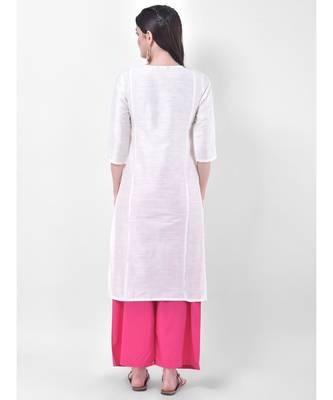 White Embroidered Straight Kurta 5