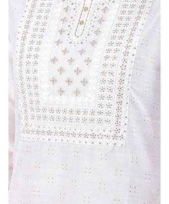 White Embroidered Straight Kurta 6