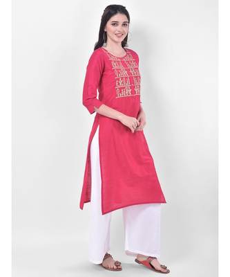 Deep Pink Embroidered Straight Kurta 3