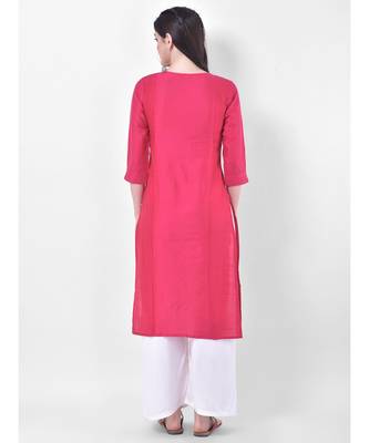 Deep Pink Embroidered Straight Kurta 5