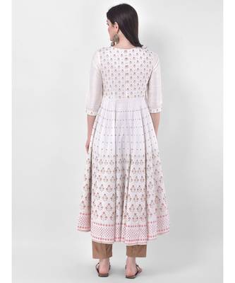 White Printed Flared Kurta 5