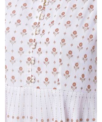 White Printed Flared Kurta 6