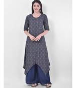 Grey Printed Asymmetric Kurta