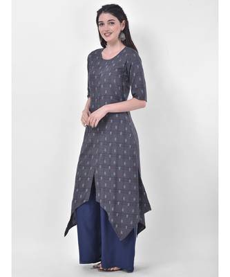 Grey Printed Asymmetric Kurta 4