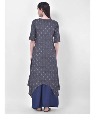 Grey Printed Asymmetric Kurta 5