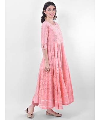 Persian Pink Embroidered Flared Kurta 3
