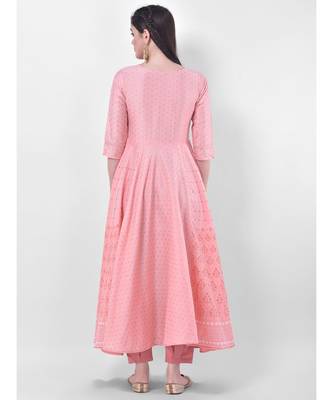Persian Pink Embroidered Flared Kurta 5