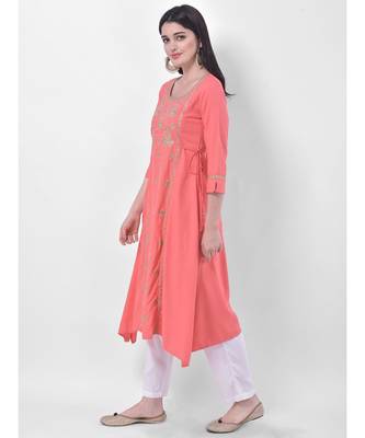 Coral Embroidered A-line Kurta 2