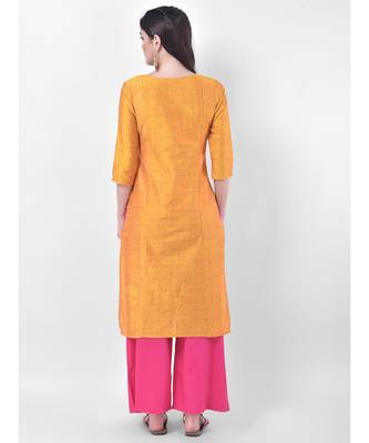 Yellow Embroidered Straight Kurta 5
