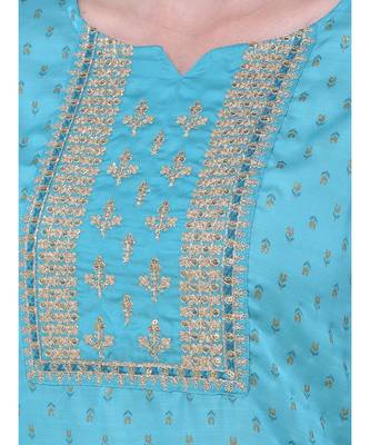 Turquoise Embroidered Straight Kurta 6