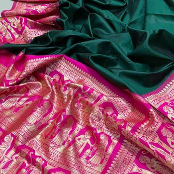 Green Sita Kalyanam handwoven Saree With Blouse 3
